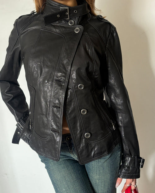 Asymmetrical Black Moto Leather Jacket