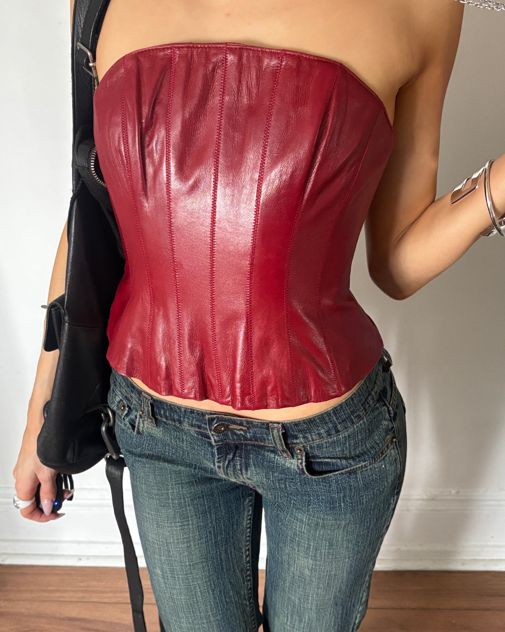 Red Danier Leather Corset